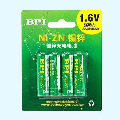 BPI镍锌1.6V可充电电池5号2500mWh毫瓦时,适用于KTV话筒,麦克风,数码相机,无线鼠标